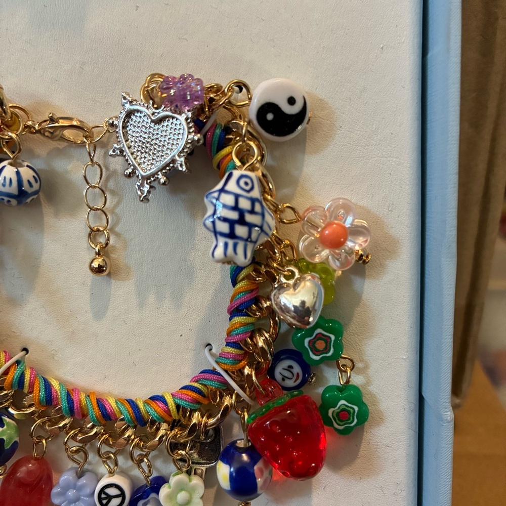 Viral Atterri Colorful Charm Bracelet – Gold Eclectic Y2K Kitsch Charm Jewelry - Picture 3 of 6